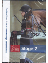 A cover DVD titled 'The New Visual Guide to the BHS Stage 2 Examination' featuring a person in riding gear with a horse, indicating content related to equestrian training.